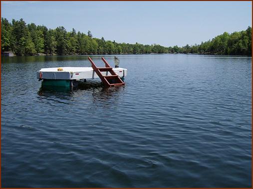 The raft, with special swing-up ladder